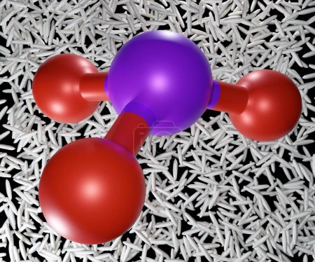 Téléchargez les photos : Atome d'arsenic de la molécule d'arsénite avec des grains de riz en arrière-plan rendu 3d - en image libre de droit