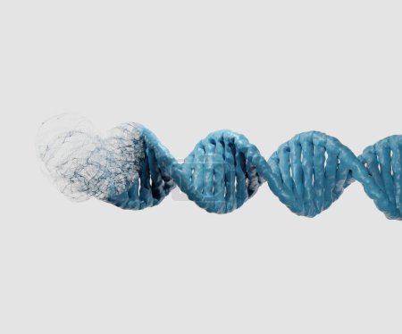 Téléchargez les photos : Désintégré ou dispersant l'ADN en molécules plus petites rendu 3d - en image libre de droit