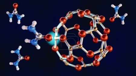 Téléchargez les photos : Interaction des nano-cages B24N24 avec les molécules d'urée rendu 3d - en image libre de droit
