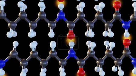 Photo for Nylon molecule is a condensation polymer made of repeating units with amide linkages between them: hence it is frequently referred to as a polyamide 3d rendering - Royalty Free Image