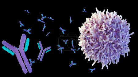 Téléchargez les photos : Les lymphocytes B aident à protéger le corps contre les germes, les virus ou les bactéries en fabriquant des protéines appelées anticorps 3d rendering - en image libre de droit
