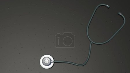 Foto de Un estetoscopio único sobre un fondo aislado, una representación 3D de un dispositivo médico utilizado para auscultar, o escuchar, los sonidos internos de un animal o cuerpo humano - Imagen libre de derechos