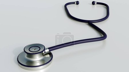 Photo for A single stethoscope on a isolated background, a 3D rendering of a medical device used to auscultate, or listen to, the internal sounds of an animal or human body - Royalty Free Image