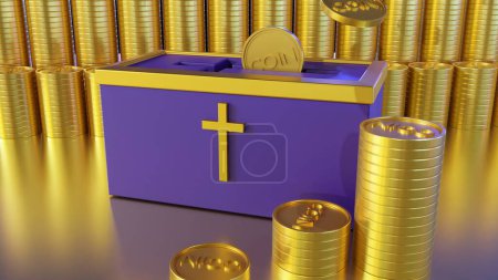 Photo for Alms box and money for tithes were used to support the clergy, maintain churches, and assist the poor. - Royalty Free Image