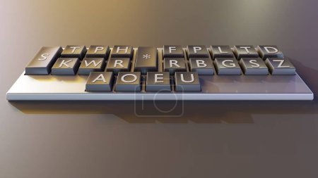 Téléchargez les photos : Décryptages 3D d'un clavier sténotype, également connu sous le nom de clavier sténographique, sténographe ou sténographe - en image libre de droit