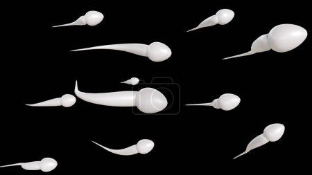 Photo for 3d rendering of swimming sperm cells in the black background - Royalty Free Image