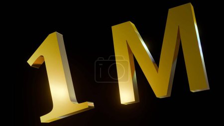 Photo for 3d rendering of gold colored the number 1 and the letter M on black the background - Royalty Free Image
