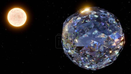 Foto de Representación 3d de Lucy como una estrella Diamond, más exactamente una enana blanca cristalizada o conocida como trozo de carbono cristalizado - Imagen libre de derechos
