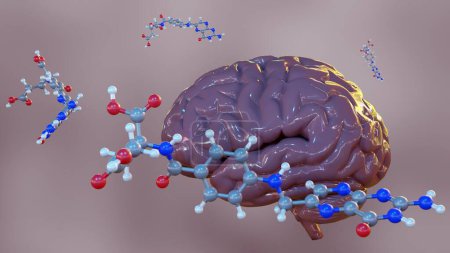 Le rendu 3D des molécules d'acide folique, également connu sous le nom de vitamine B9, est essentiel au bon fonctionnement du cerveau et à la santé mentale et émotionnelle..