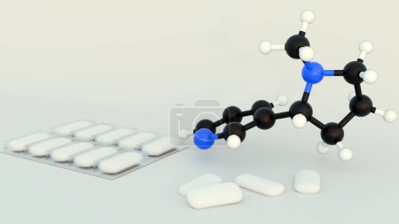 3d rendering of nicotine gum and nicotine molecules