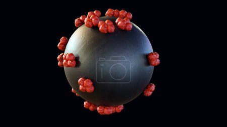 3D-Rendering von Nanopartikeln konjugierten Hämogoblin-Molekülen