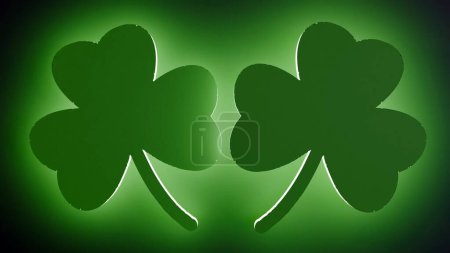 3d rendering of the three leaves of a green shamrock or clover