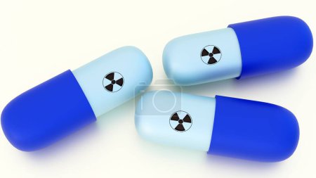 3d rendering of Radiopharmaceuticals, these are radioactive medications or radioisotopes. These medications can be delivered orally in pill form.