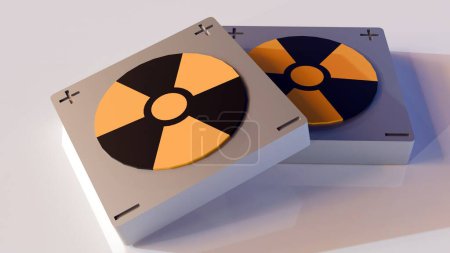 Foto de Representación 3d de la batería de tritio. Es una batería nuclear que tiene una vida útil de más de 20 años sin necesidad de un reemplazo o recarga. - Imagen libre de derechos