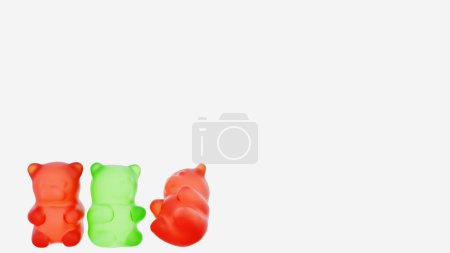 Foto de 3d representación de dulces ositos de goma en el fondo blanco - Imagen libre de derechos