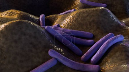 3d rendering of Mycobacterium leprae, es una bacteria grampositiva que causa la lepra, también conocida como enfermedad de Hansen