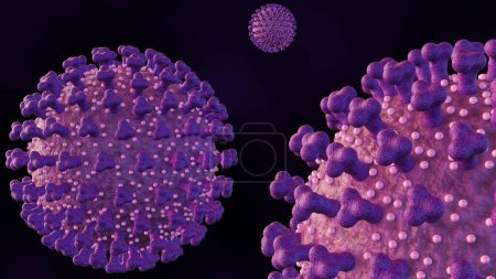 Photo for 3d rendering of Echovirus. The name is derived from "enteric cytopathic human orphan virus" - Royalty Free Image