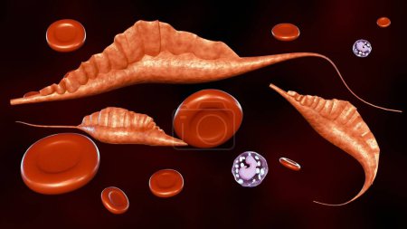 3D-Rendering Protozoen der Gattung Trypanosoma, verursacht es menschliche afrikanische Trypanosomiasis, auch bekannt als Schlafkrankheit,