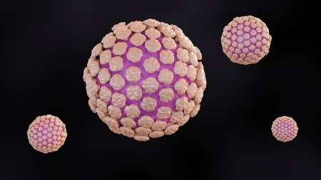 Photo for 3d rendering of Norovirus is a highly contagious virus that causes vomiting and diarrhea, and called the "stomach flu" or "stomach bug" - Royalty Free Image