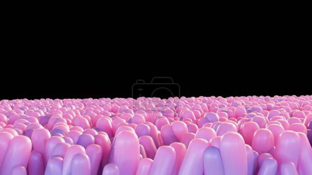 Le rendu 3d de l'épithélium intestinal est la couche unicellulaire qui forme la surface luminale de l'intestin (côlon) du tractus gastro-intestinal