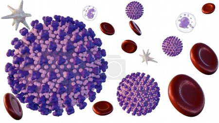 Foto de 3d renderización de la viremia, es una condición médica que se produce cuando los virus entran en el torrente sanguíneo. - Imagen libre de derechos