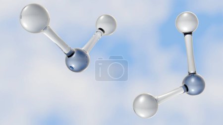 3D Rendering of floating ozone molecules scattered around