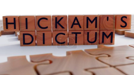 Reproduction 3D du dictum et du puzzle de Hickam, le dictum de Hickam est un contre-argument à l'utilisation du rasoir d'Occam dans la profession médicale