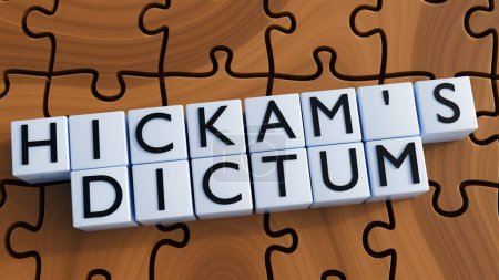 Reproduction 3D du dictum et du puzzle de Hickam, le dictum de Hickam est un contre-argument à l'utilisation du rasoir d'Occam dans la profession médicale