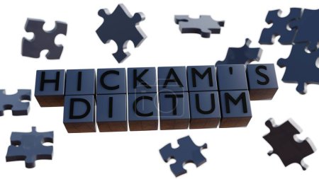 3D rendering of Hickam's dictum and jigsaw puzzle, Hickam's dictum is a counterargument to the use of Occam's razor in the medical profession