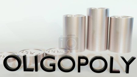 Eine 3D-Darstellung von Oligopolen ist eine Marktstruktur, die eine kleine Gruppe großer Unternehmen umfasst, die alle oder fast alle Umsätze in der Branche haben