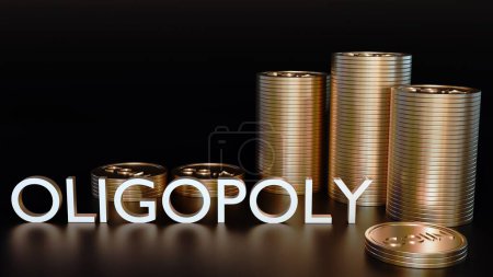 Una representación 3d del oligopolio, es una estructura de mercado que involucra a un pequeño grupo de grandes empresas que tienen todas o casi todas las ventas en la industria
