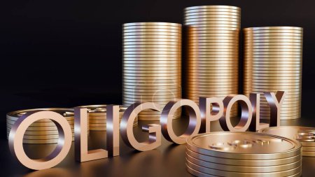 Un rendu 3D de l'oligopole, est une structure de marché qui implique un petit groupe de grandes entreprises qui ont la totalité ou presque toutes les ventes dans l'industrie