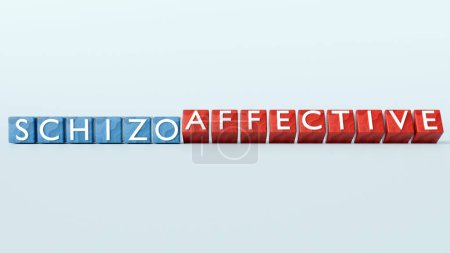 3d rendering of wooden blocks spelling the word "schizoaffective"