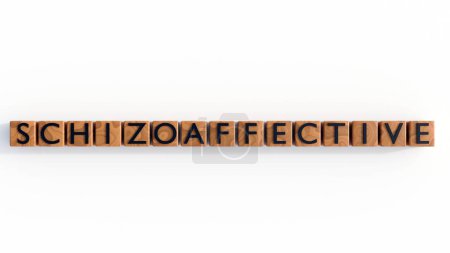 3d rendering of wooden blocks spelling the word "schizoaffective"