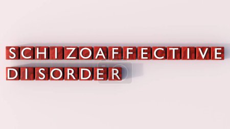 3d rendering of wooden blocks spelling the word "schizoaffective disorder"