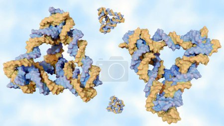 Photo for 3d rendering of DNA tetrahedron is designed to be mechanically robust; it consists of rigid triangles of DNA helices covalently joined at the vertices - Royalty Free Image