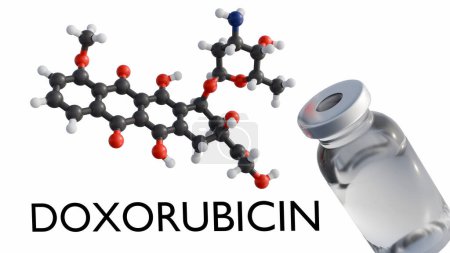 Téléchargez les photos : 3d rendu des molécules de doxorubicine, c'est un type de médicament de chimiothérapie appelé anthracycline - en image libre de droit