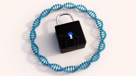 3D representación de plásmido circular ADN y candados