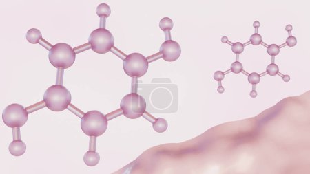 3d rendering of Hydroquinone or HQ is also known as a melanin synthesis inhibitor and has antioxidant properties