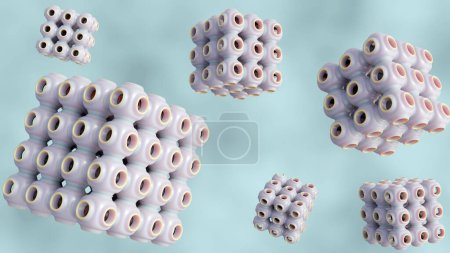 3d representación de los cubosomas son nano-estructuras cristalinas líquidas formadas a partir de la fase cúbica de los lípidos