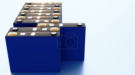 3d rendering of prismatic battery, rectangular lithium ion phosphate LFP battery's for electric vehicles