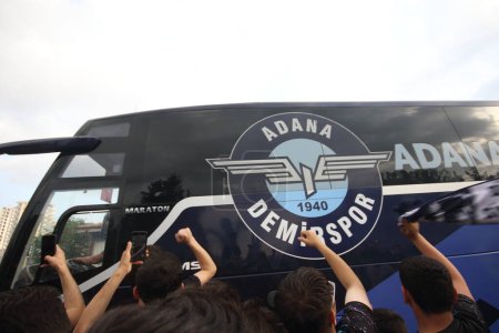 Photo for Adanademirspor (a football team in Turkish super league) fans welcoming their team, May 21, 2023, Adana, Turkey - Royalty Free Image