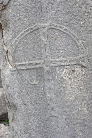 stone cross in the church ruin