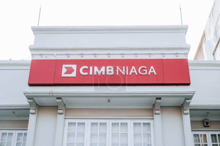 Photo for Signage letter of CIMB Niaga Bank. The bank is Indonesia's sixth-largest bank by assets established in 1955. - Royalty Free Image