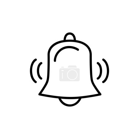Alarm or Bell icon, Outline style, isolated on white Background.