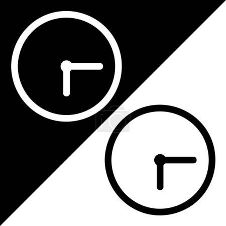 Illustration for Clock Vector Icon, Outline style, isolated on Black and White Background. - Royalty Free Image