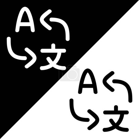 Translate vector icon, Outline style, isolated on Black and White Background.