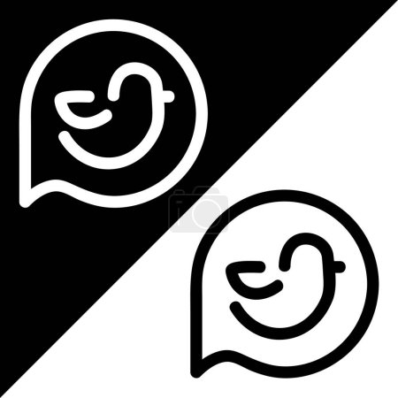 Twitter vector icon, Outline style, isolated on Black and White Background.