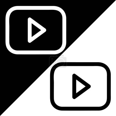 Illustration for YouTube vector icon, Outline style, isolated on Black and White Background. - Royalty Free Image