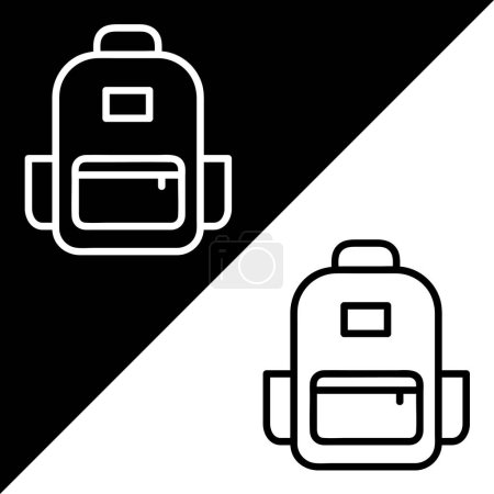 Illustration for Backpack Vector icon, Outline style, isolated on Black and white Background. - Royalty Free Image